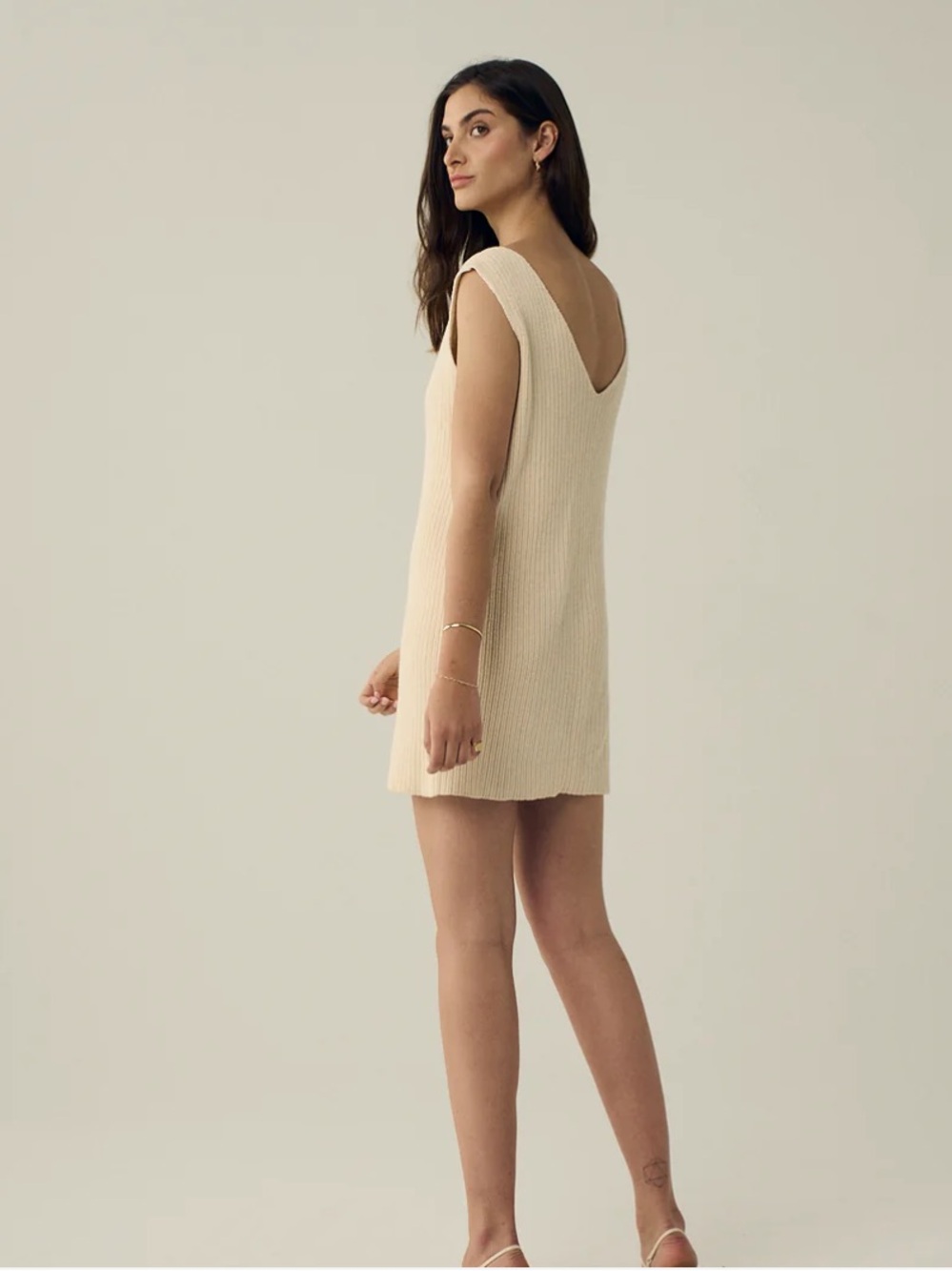 Vincent James Laine Reversible Regenerative Ribbed Knit Dress — Cream XS - Picture 8 of 10